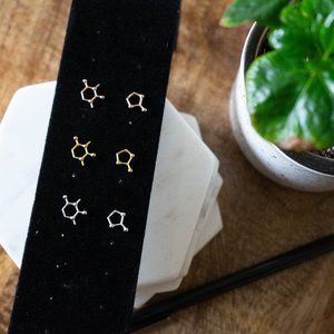 Dainty Caffeine Coffee Lover Earrings Molecule